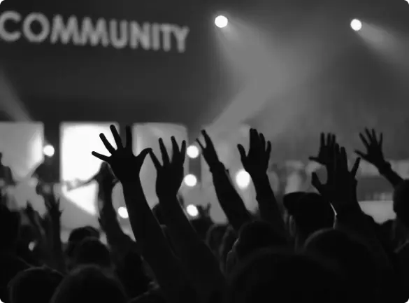 A vibrant community of professionals collaborating and sharing ideas